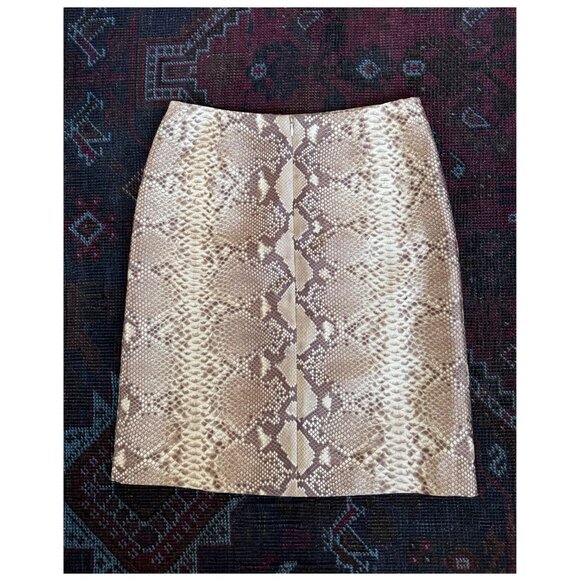 Tory Burch "Mikado" Python Snake Skin Pencil Skirt & Shirt Set | Sz 2 4 | Beige - Picture 10 of 10